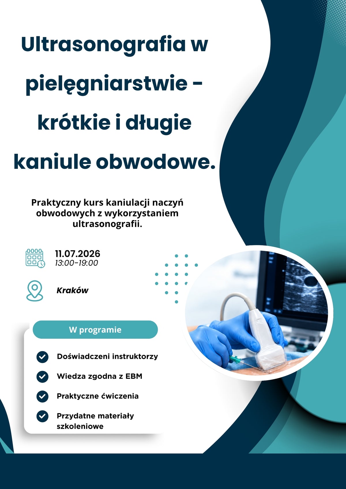 Ultrasonografia w pielęgniarstwie -  krótkie i długie kaniule obwodowe | GRUPA II